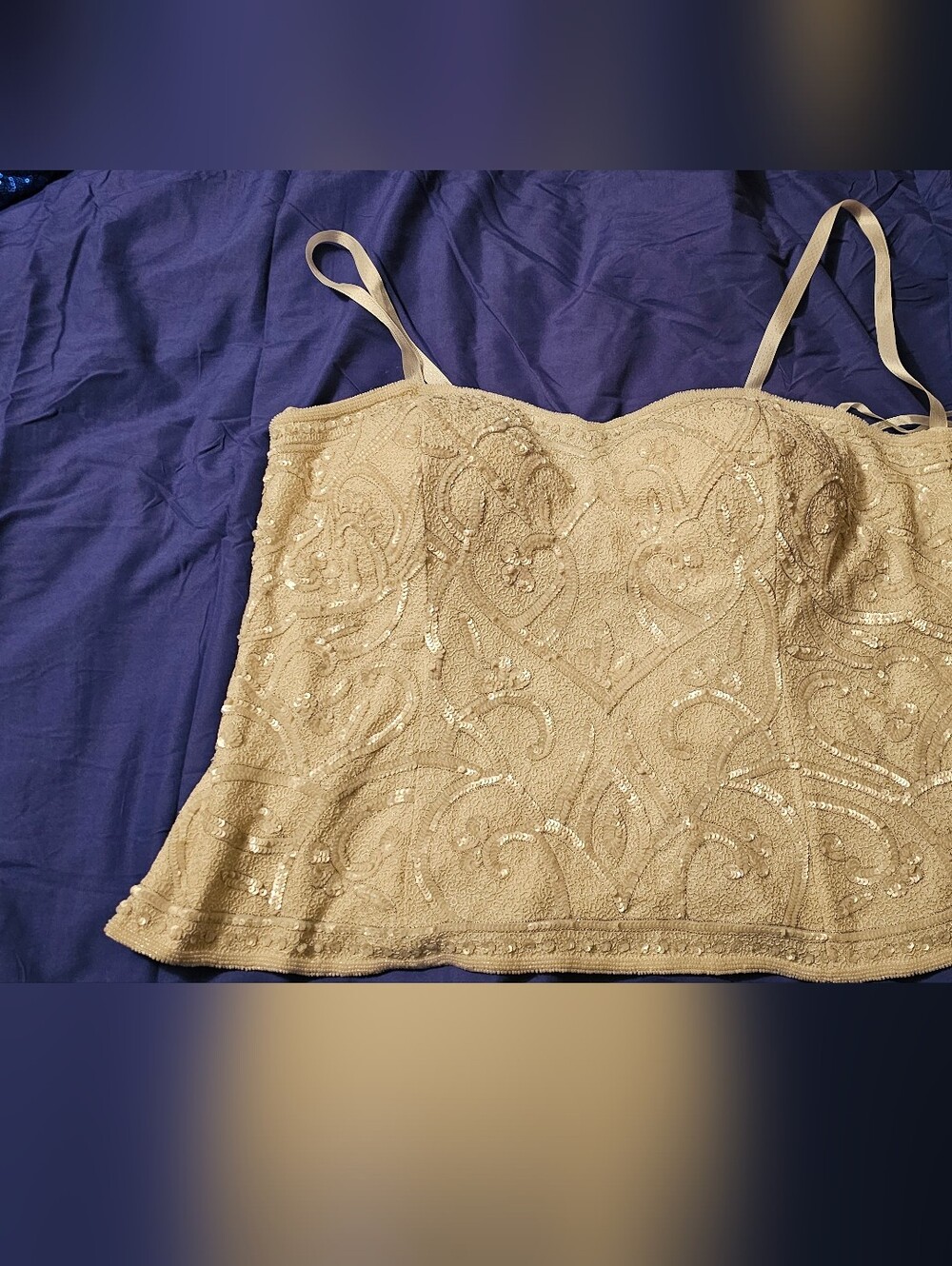 Lane Bryant Champagne Beaded Tank Top